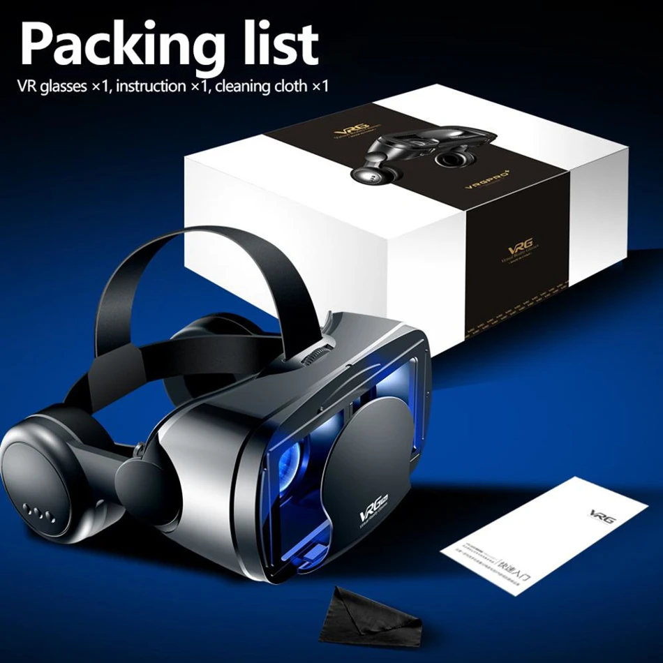 VRG Pro 3D Virtual Reality Headset for Smartphones VR Glasses Adjustable Lenses
