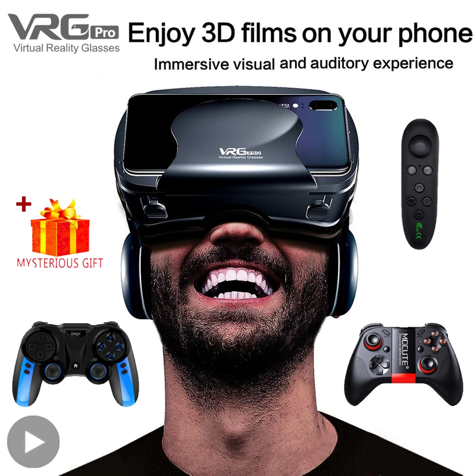 VRG Pro 3D Virtual Reality Headset for Smartphones VR Glasses Adjustable Lenses