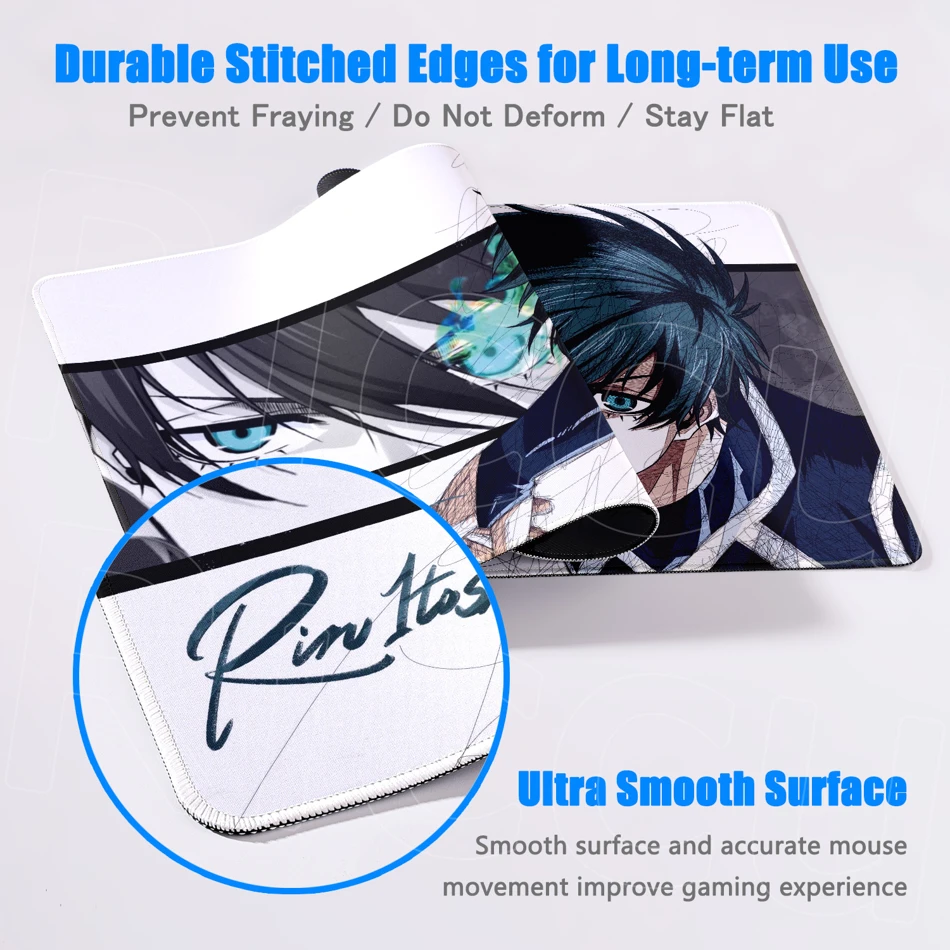 Blue Lock Rin Itoshi Anime Large Mouse Pad XXL Non-Slip Rubber Gaming Desk Mat