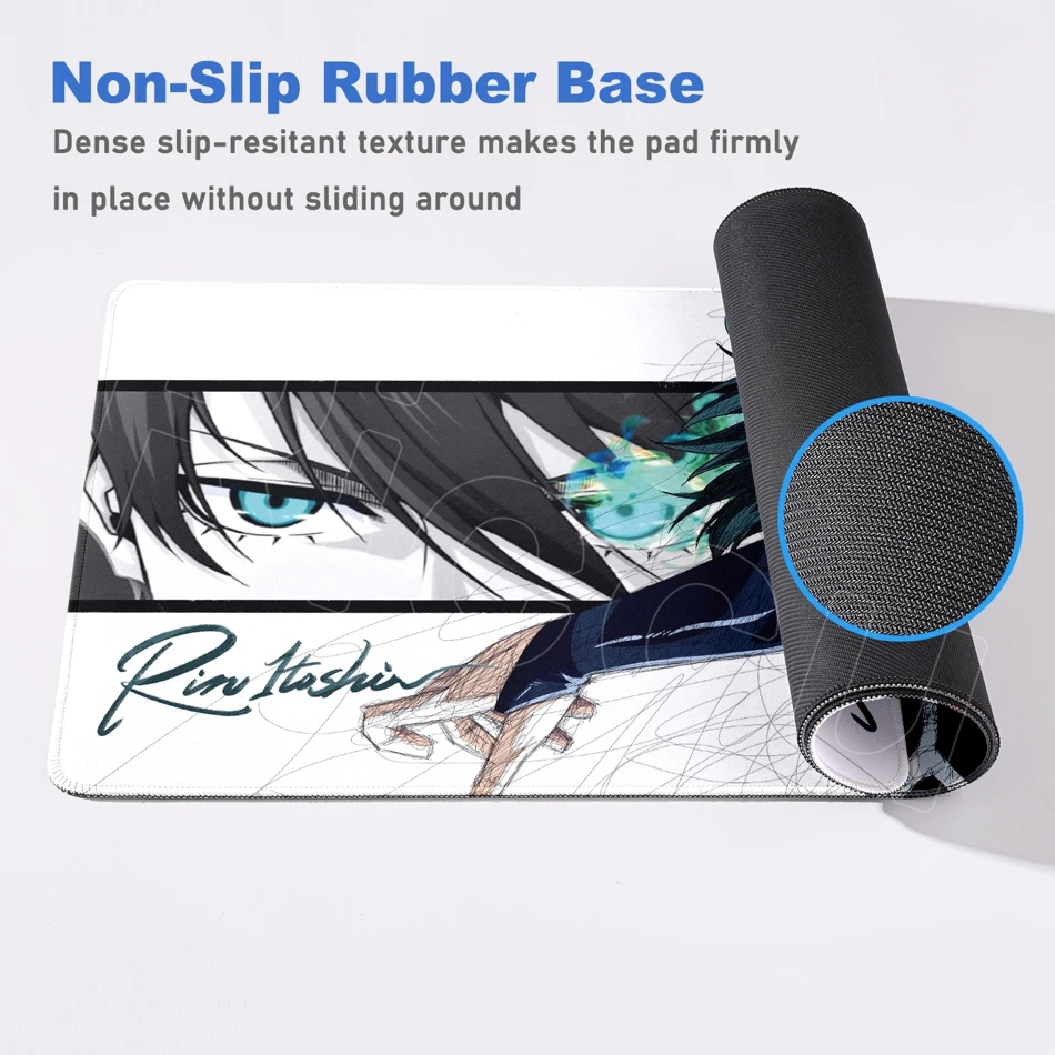 Blue Lock Rin Itoshi Anime Large Mouse Pad XXL Non-Slip Rubber Gaming Desk Mat
