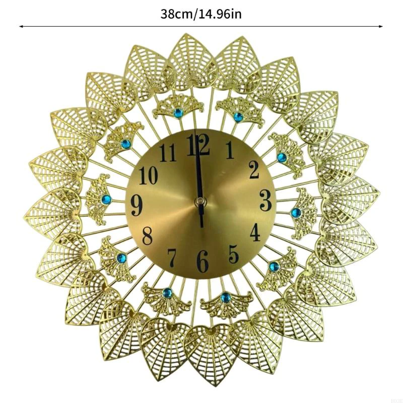 Elegant Artistic Metal Large Wall Clock With Quiet Mechanism and Dials Arabic Numerals For Living Space Decors B03E