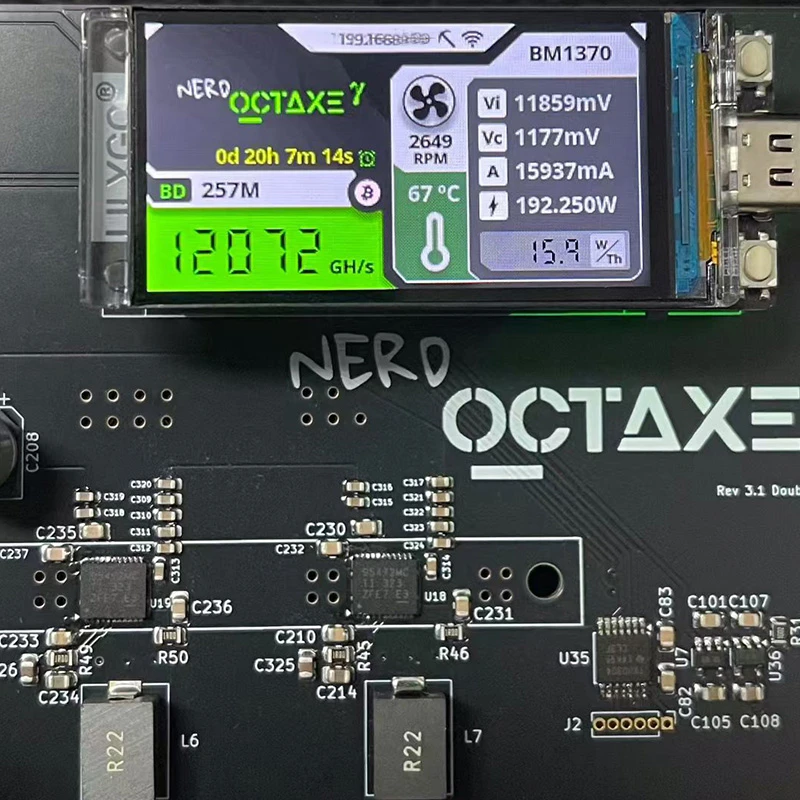 NerdOCTAXE Bitcoin Miner Hash Rate 9.6THs Includes Power Adapter and Plug