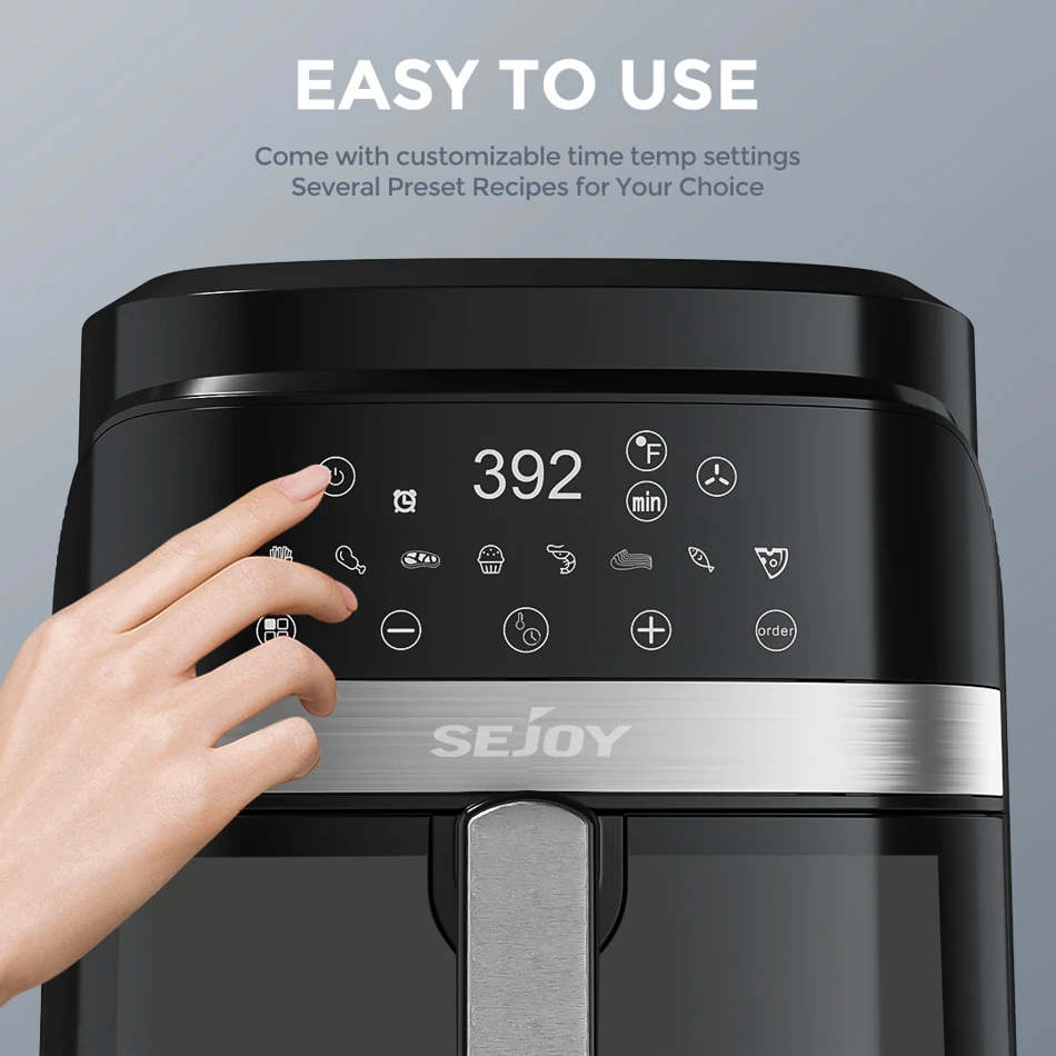 Sejoy Air Fryer 8-in-1 6 Quart Electric Hot Fryer Oven Oilless Cooker Roast Bake Dehydrate Keep Warm