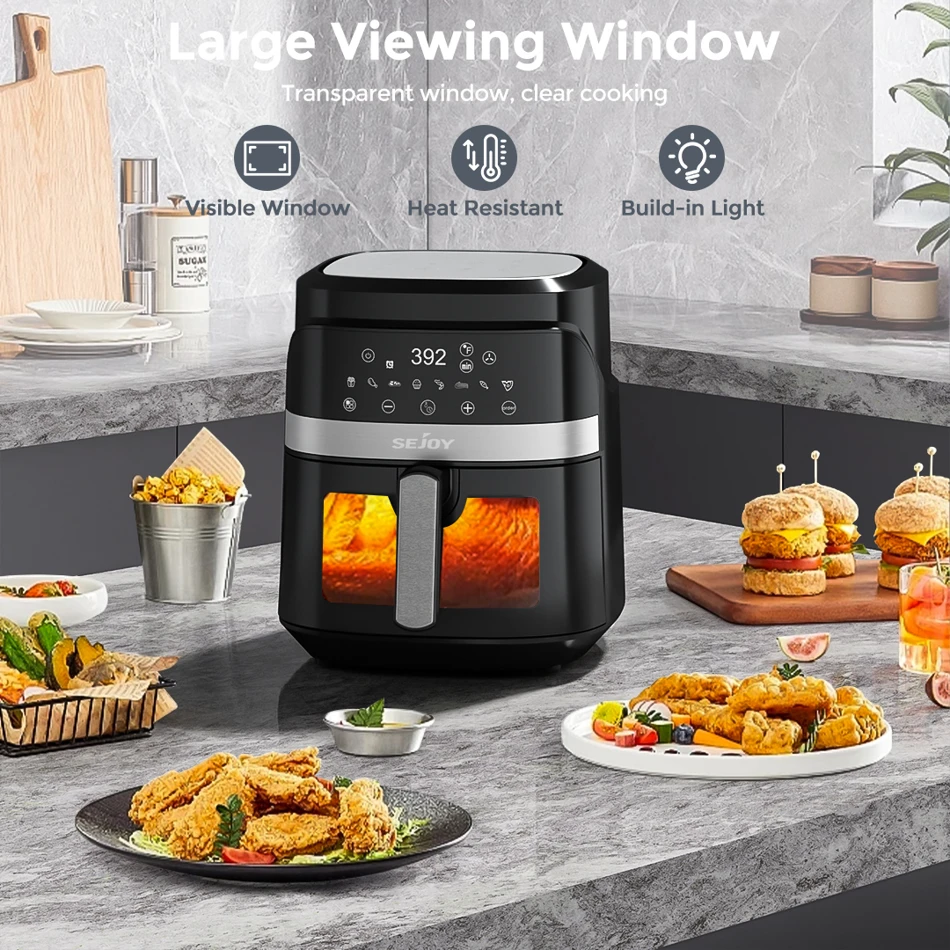 Sejoy Air Fryer 8-in-1 6 Quart Electric Hot Fryer Oven Oilless Cooker Roast Bake Dehydrate Keep Warm