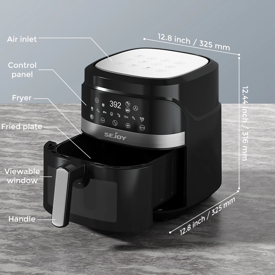 Sejoy Air Fryer 8-in-1 6 Quart Electric Hot Fryer Oven Oilless Cooker Roast Bake Dehydrate Keep Warm