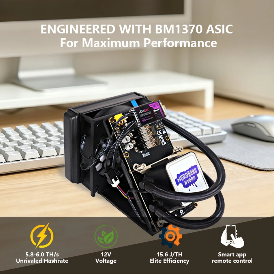 STARMINER Bitaxe 6THs Hydro Miners NerdQaxe Hydro Rev6.1 Bitcoin Liquid Cooler Solo Crypto Miner 95W