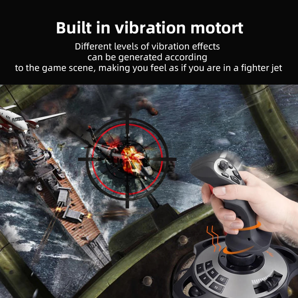 PXN-2113 Pro Flight Controller with Built-in Vibration Motor for PC Gaming. Compatible with all mainstream flight simulation titles for an immersive pilot experience.