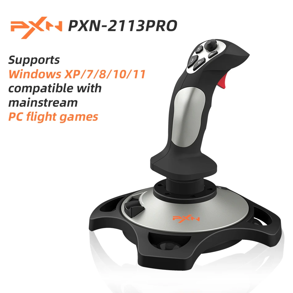 PXN-2113 Pro Flight Controller with Built-in Vibration Motor for PC Gaming. Compatible with all mainstream flight simulation titles for an immersive pilot experience.