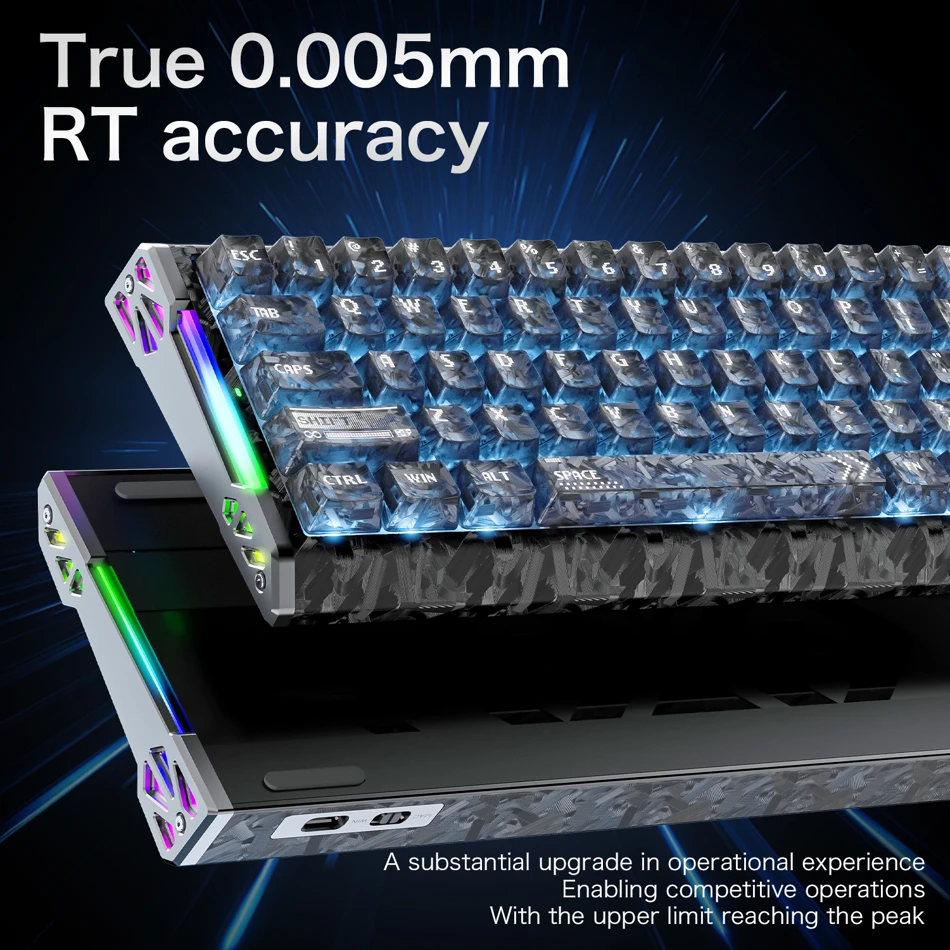 ATTACK SHARK R68HE Magnetic Gaming Keyboard 65 percent 66 Keys Wired 8000Hz 0.005mm Rapid Trigger Low Latency RGB Hot Swap Hall Effect