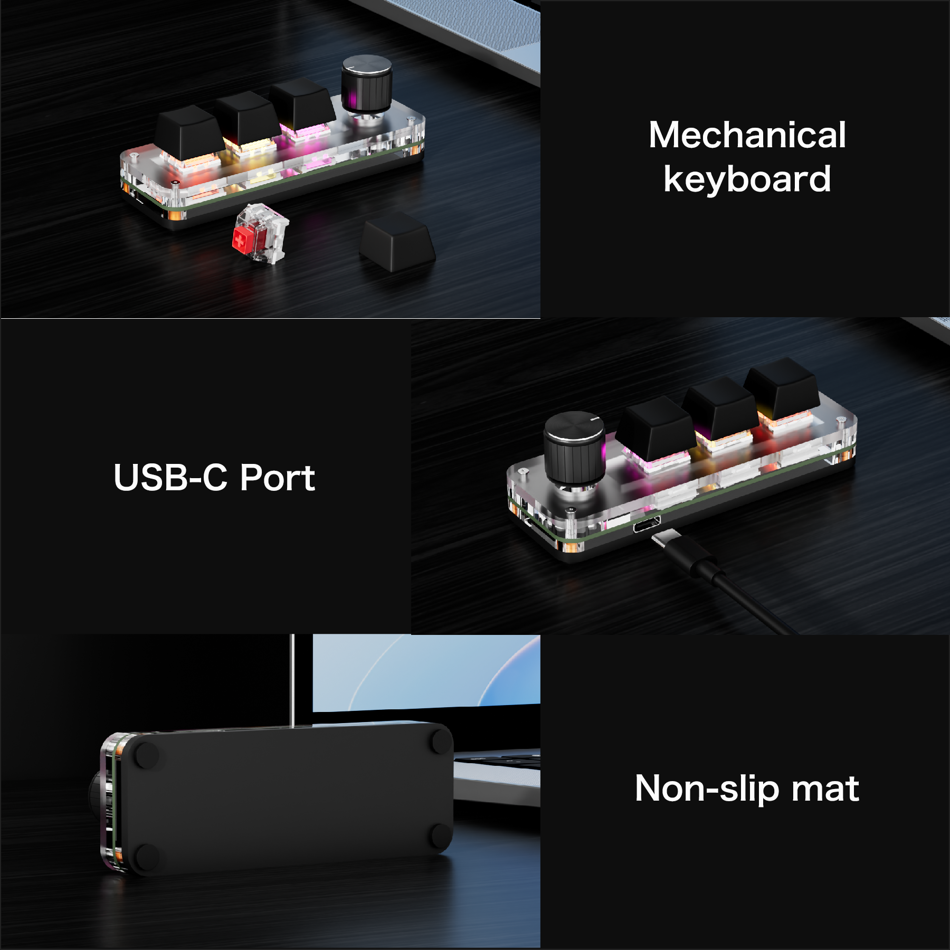TISHRIC RGB Mini Macro Mechanical Keyboard 3 6 Keys 1 Knob USB Gaming Custom Programming 4 Keys DIY Portable Hotswap Keypad