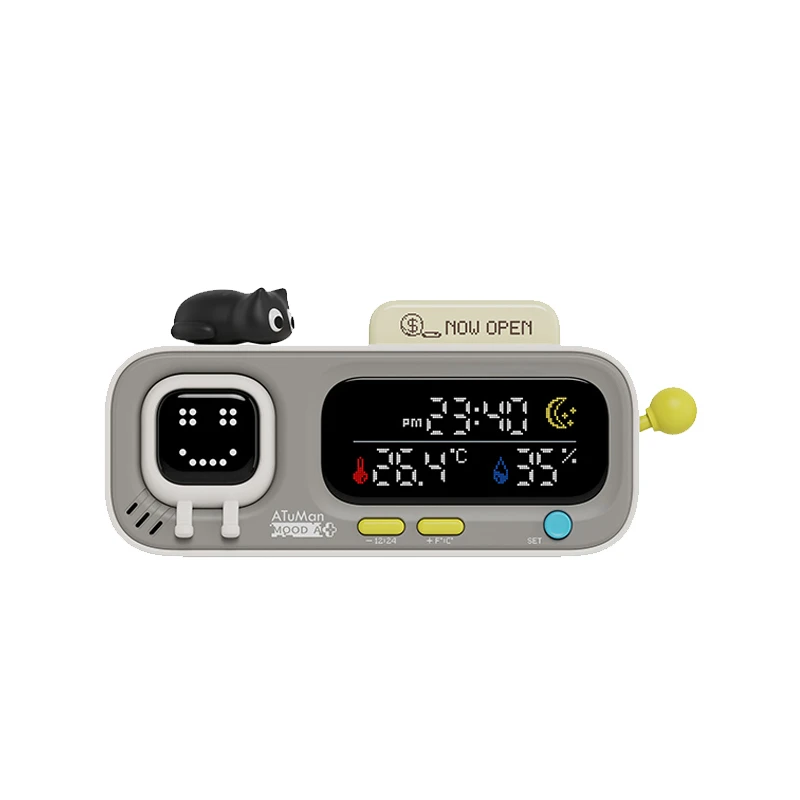 DUKA MOODA Smart Desktop Temperature and Humidity Clock, Digital Thermo-Hygrometer Meter with Smart Fun Reminder