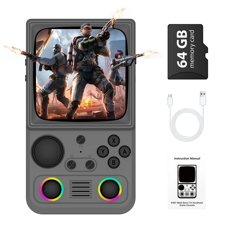 R40 Retro Handheld Game Console 4.0 Inch IPS Screen 720 720 EmuELEC System Built-in 22000+ Games Portable Video Game Player