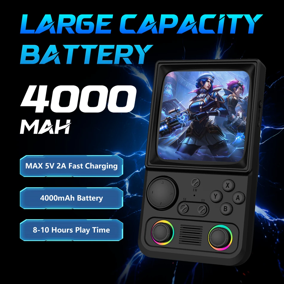 R40 Retro Handheld Game Console 4.0 Inch IPS Screen 720 720 EmuELEC System Built-in 22000+ Games Portable Video Game Player