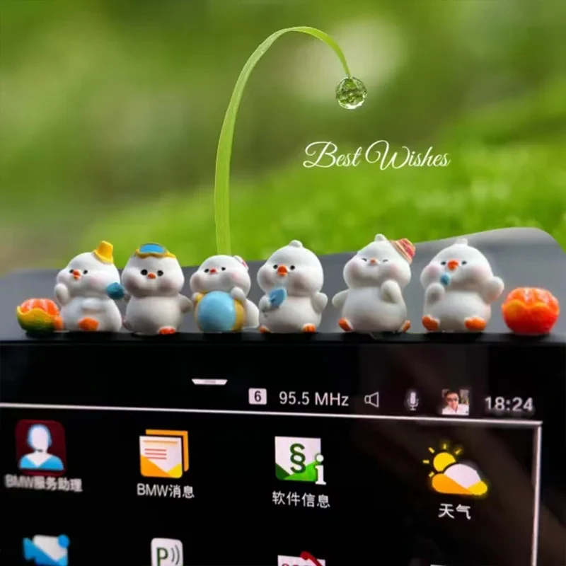 Cute Bunny Car Center Console Decoration for Electric Vehicles and Standard Interior Accessories