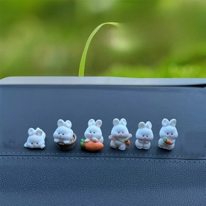 Cute Bunny Car Center Console Decoration for Electric Vehicles and Standard Interior Accessories