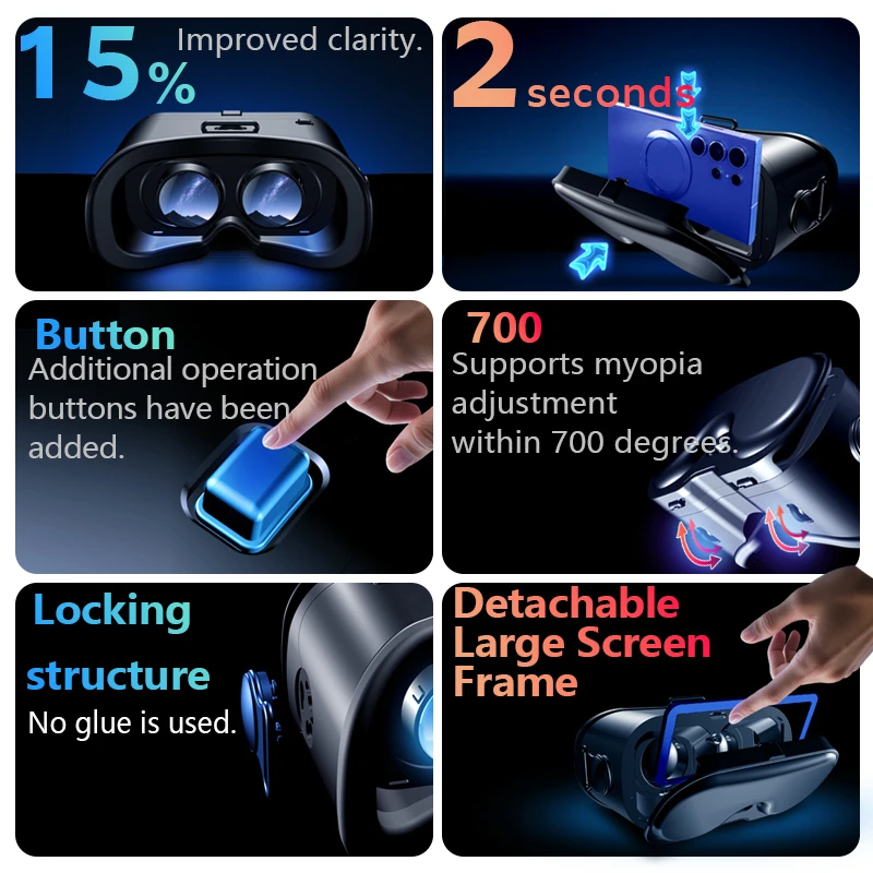 VR Glasses 3D Virtual Reality Headset for Smartphone Mobile Game Viewer with Lenses Goggles