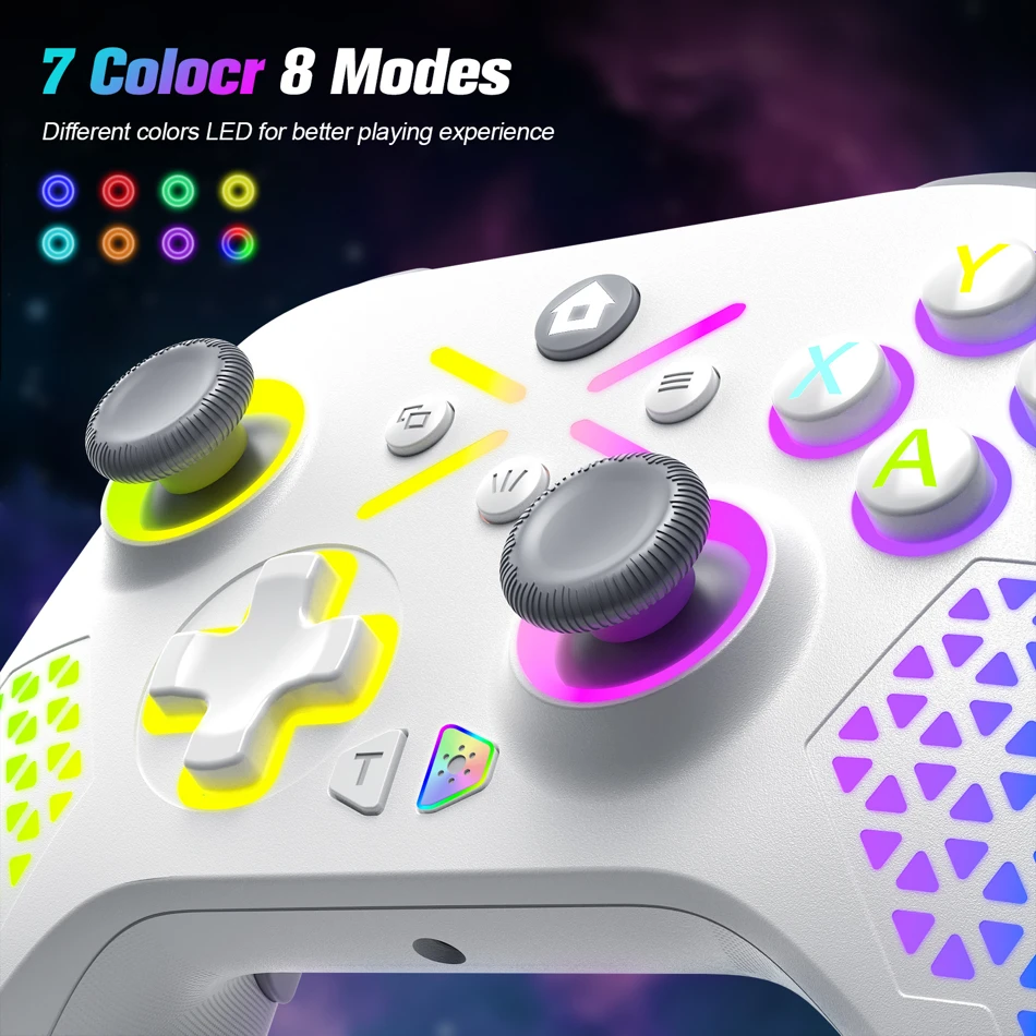 Wireless RGB Gamepad for Xbox Series X, S, and Xbox One with Dual Vibration and 6-Axis Gyroscope