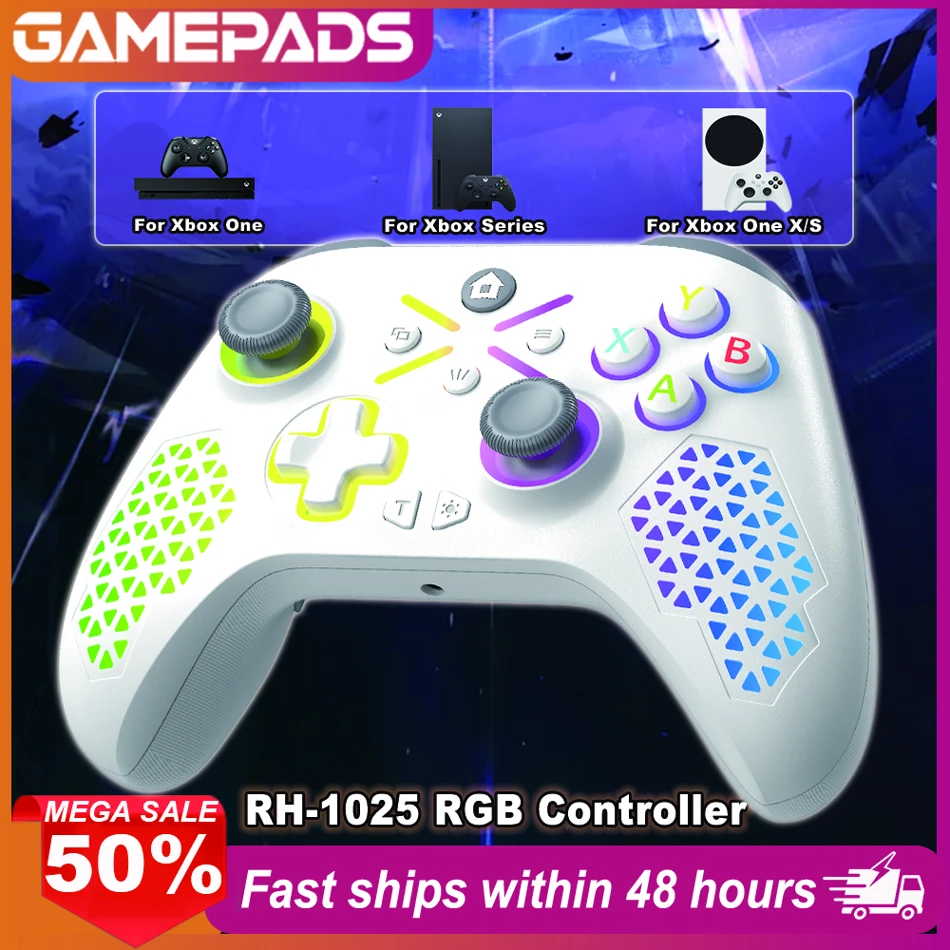 Wireless RGB Gamepad for Xbox Series X, S, and Xbox One with Dual Vibration and 6-Axis Gyroscope