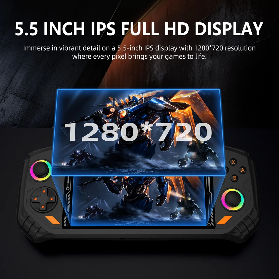 Handheld Game Console AISLPC RG52 Mini Retro Pocket Player with Dual System, 5.5 Inch IPS Screen, 2.4G and 5G WiFi