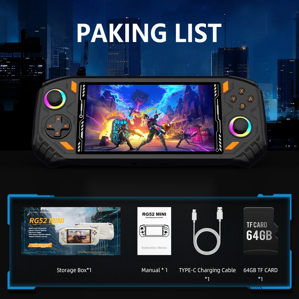 Handheld Game Console AISLPC RG52 Mini Retro Pocket Player with Dual System, 5.5 Inch IPS Screen, 2.4G and 5G WiFi