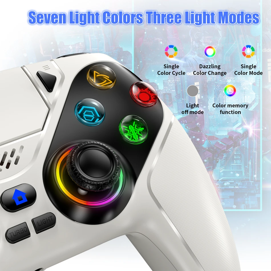 Wireless RGB Gaming Controller for PS5 with Turbo, Dual Vibration, and Programmable Buttons for Immersive Console Play