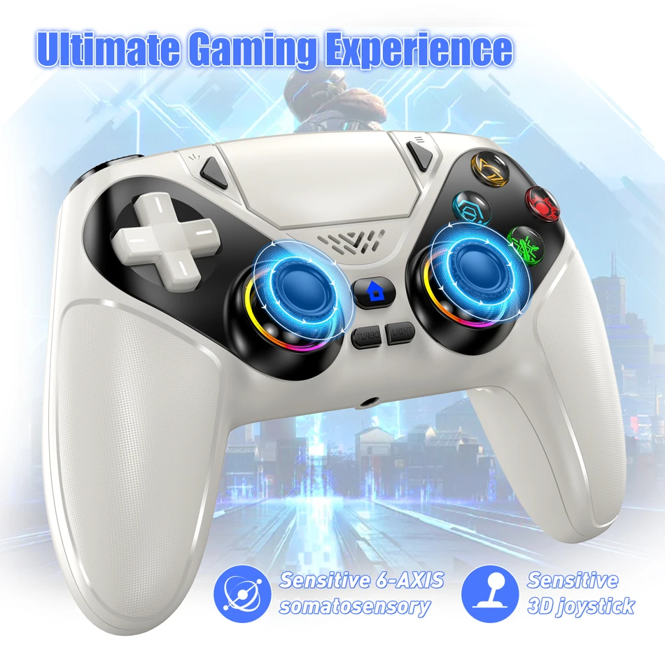 Wireless RGB Gaming Controller for PS5 with Turbo, Dual Vibration, and Programmable Buttons for Immersive Console Play