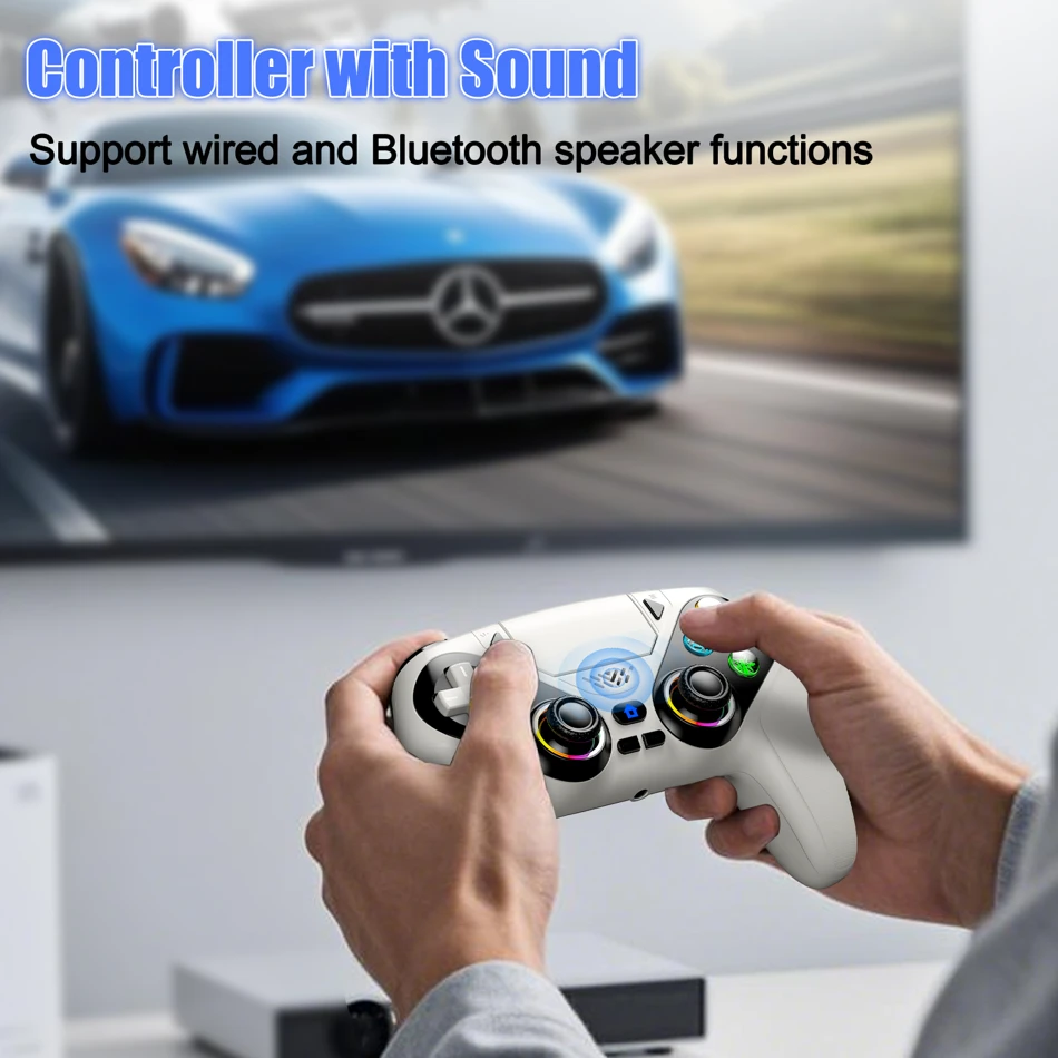 Wireless RGB Gaming Controller for PS5 with Turbo, Dual Vibration, and Programmable Buttons for Immersive Console Play