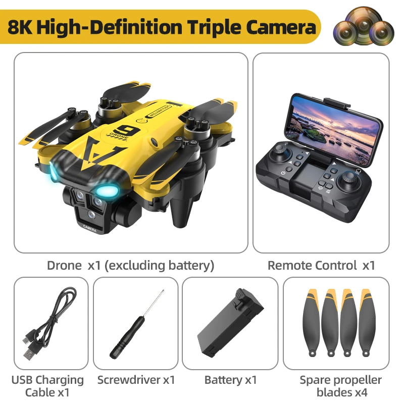 B11 Pro WiFi FPV Drone Quadcopter Dual 4K1080P Camera Wide-Angle HD Altitude Hold Foldable RC Helicopter Toy