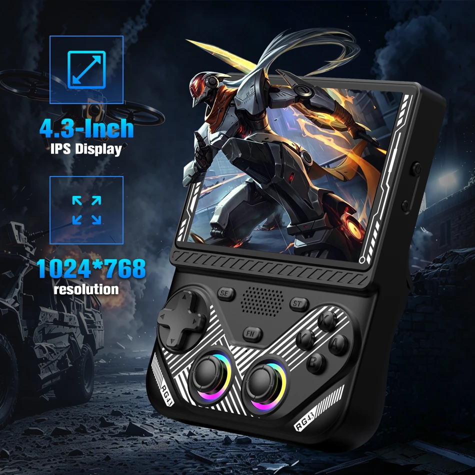 RG43V Pro Retro Handheld Game Console 4.3 Inch IPS Screen Dual System With RK3562 CPU 22000+ Games Support WiFi Network Fighting