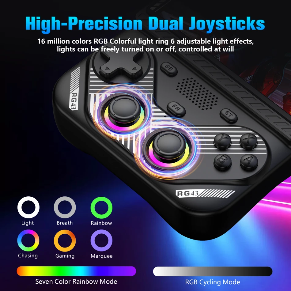 RG43V Pro Retro Handheld Game Console 4.3 Inch IPS Screen Dual System With RK3562 CPU 22000+ Games Support WiFi Network Fighting