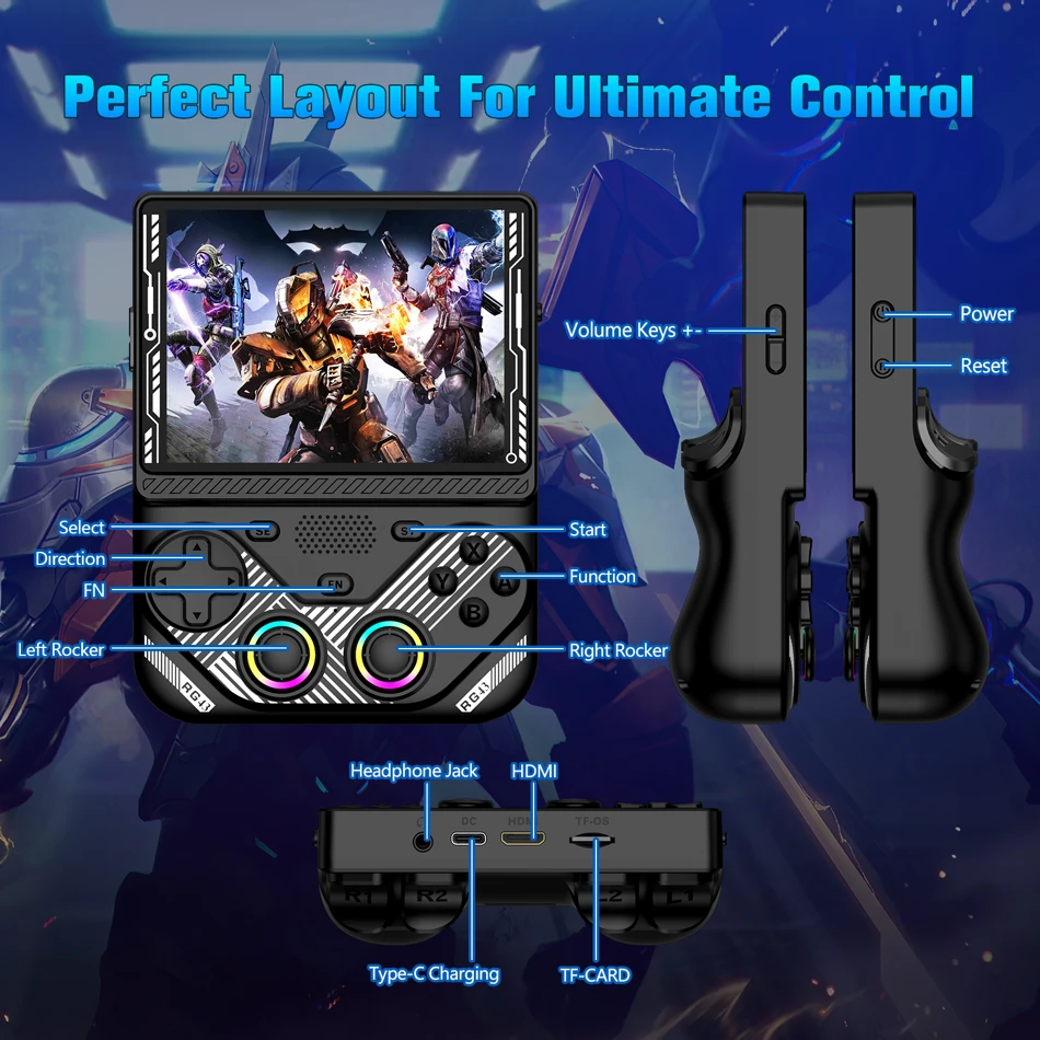 RG43V Pro Retro Handheld Game Console 4.3 Inch IPS Screen Dual System With RK3562 CPU 22000+ Games Support WiFi Network Fighting