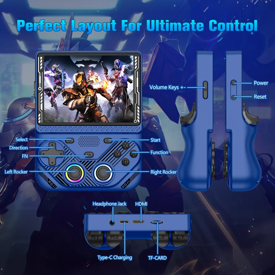 RG43V Pro Retro Handheld Game Console 4.3 Inch IPS Screen Dual System With RK3562 CPU 22000+ Games Support WiFi Network Fighting