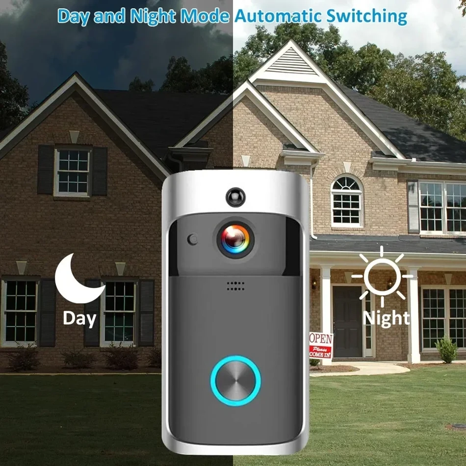Smart Home Wireless WiFi Video Doorbell Camera 720P HD IR Night Vision AC Battery Operated Security Intercom