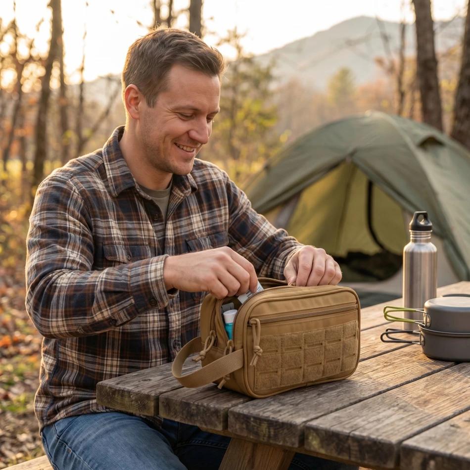 BrandModel Tactical Toiletry Bag Molle Hanging Dopp Kit Shaving Bag Camping Hiking Gym Storage Bag