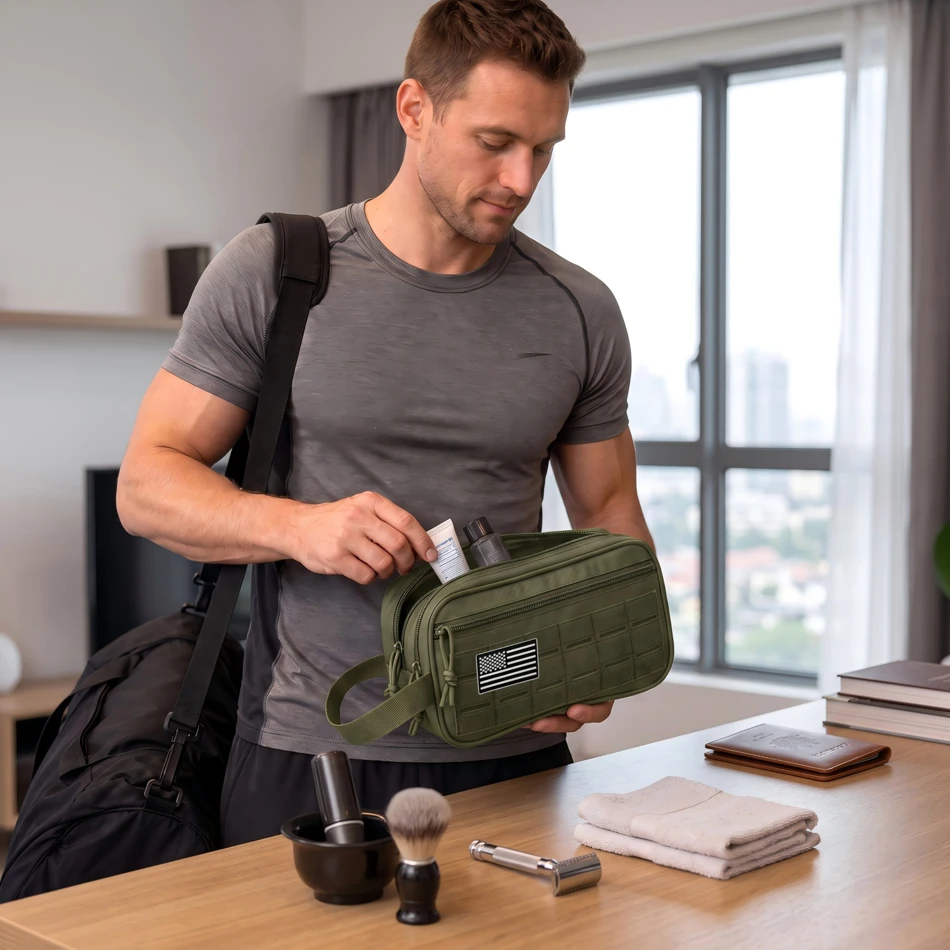BrandModel Tactical Toiletry Bag Molle Hanging Dopp Kit Shaving Bag Camping Hiking Gym Storage Bag