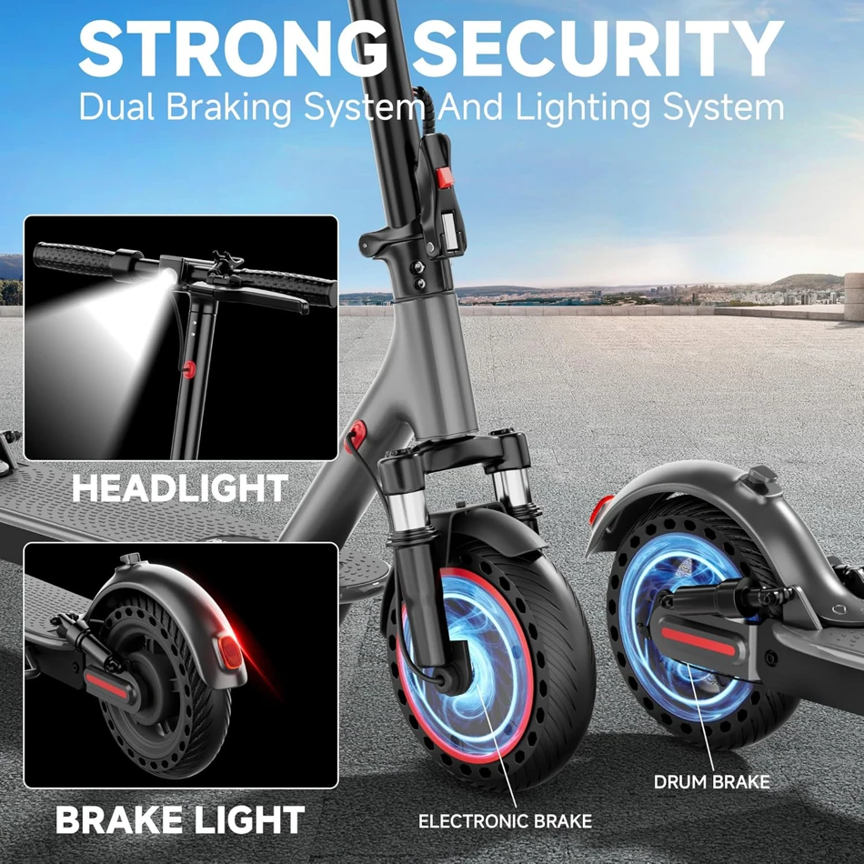 NEW 10‘’ Electric Scooter for Adults,500W Powerful Motor,22 Miles Long Range,Dual Braking System,22Mph Max Speed,Foldable E Scooter with Solid Tires,APP Control