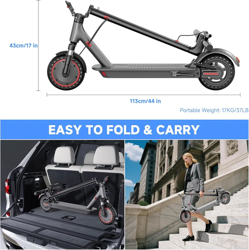 NEW 10‘’ Electric Scooter for Adults,500W Powerful Motor,22 Miles Long Range,Dual Braking System,22Mph Max Speed,Foldable E Scooter with Solid Tires,APP Control