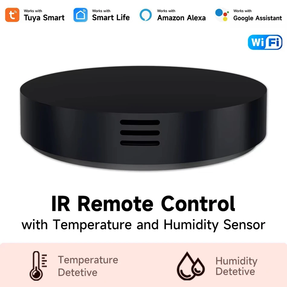 Tuya Smart 3 in 1 WiFi Universal IR Remote Controller Temperature Humidity Sensor AC TV DVD Voice Control Alexa Google Smart Life