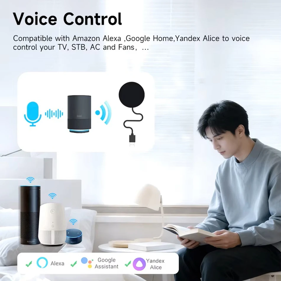 Tuya Smart 3 in 1 WiFi Universal IR Remote Controller Temperature Humidity Sensor AC TV DVD Voice Control Alexa Google Smart Life
