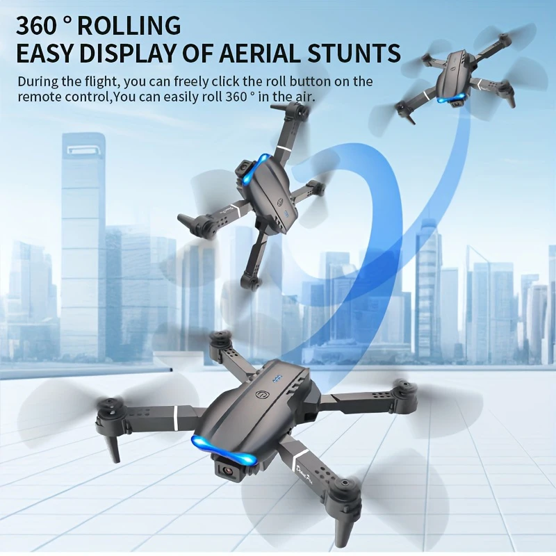 E99 PRO MAX Foldable Drone with Dual HD Camera, HD Screen Remote Control, Extra Batteries, LED Lights, USB Charging