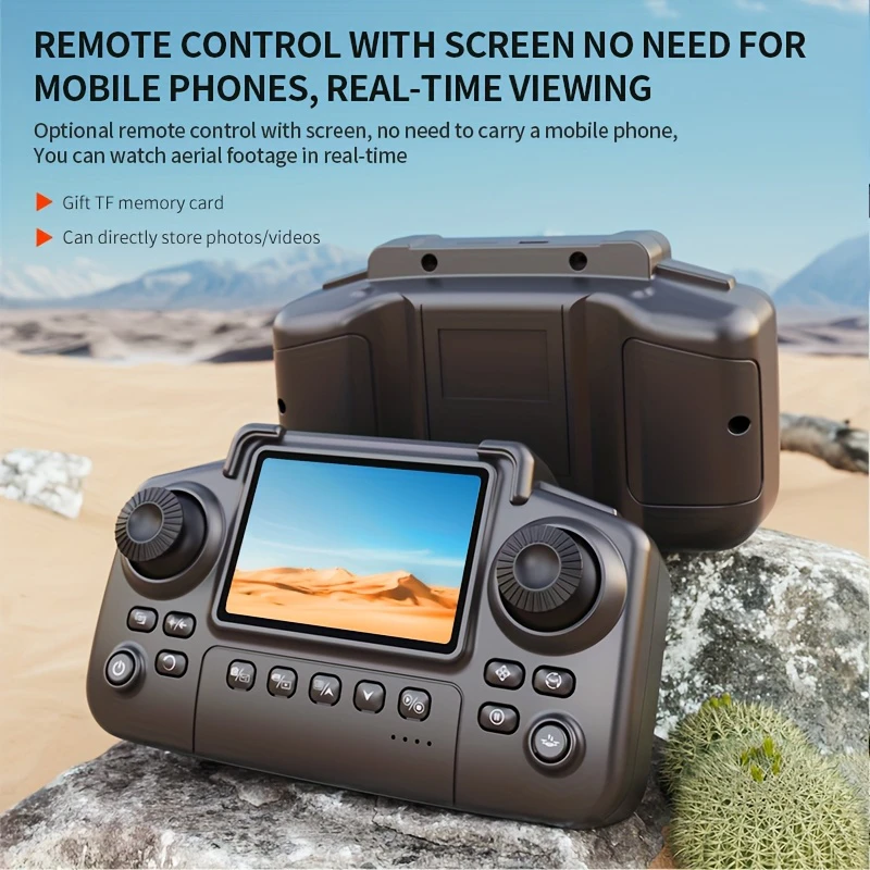 E99 PRO MAX Foldable Drone with Dual HD Camera, HD Screen Remote Control, Extra Batteries, LED Lights, USB Charging