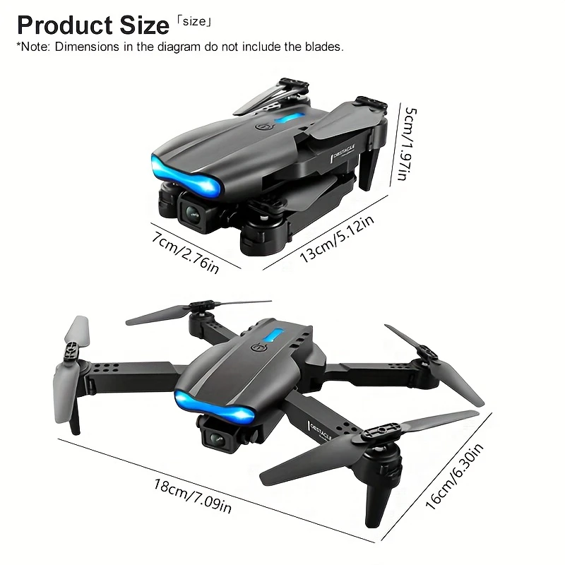 E99 PRO MAX Foldable Drone with Dual HD Camera, HD Screen Remote Control, Extra Batteries, LED Lights, USB Charging