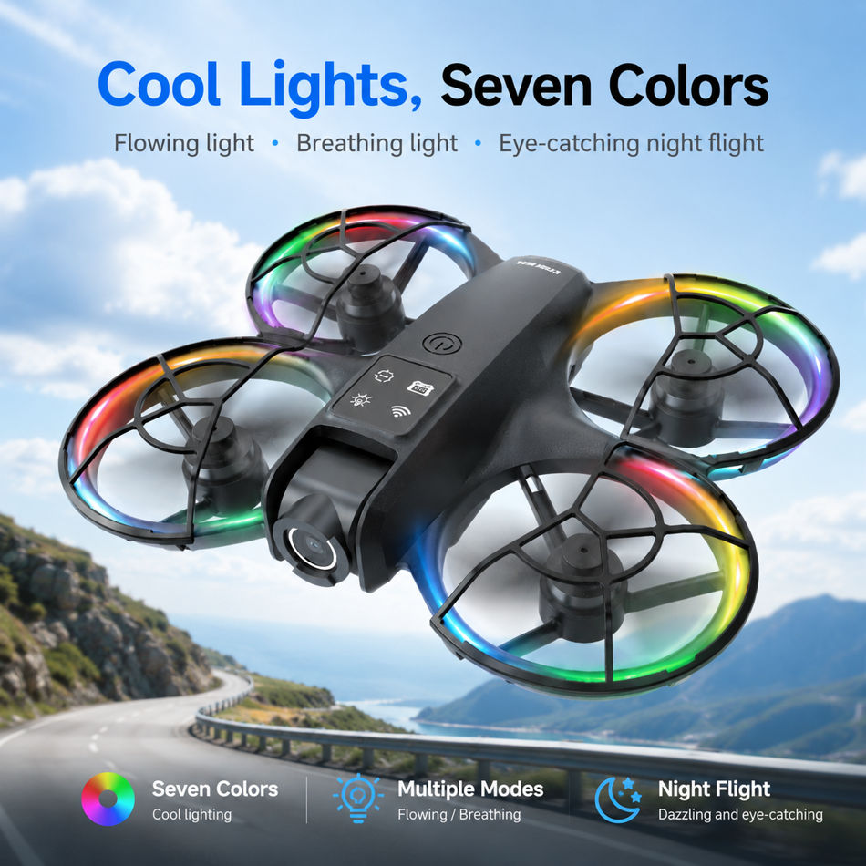 ZNLYRION K200MAX Mini Drone RC Quadcopter, LCD Screen Remote, 180-Degree Electric Adjustable Camera, Brushless Motor, Optical Flow Hover, RGB Colorful Light