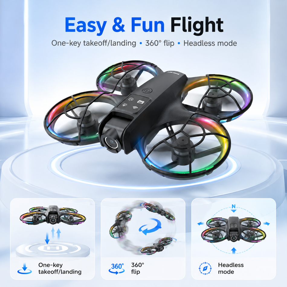 ZNLYRION K200MAX Mini Drone RC Quadcopter, LCD Screen Remote, 180-Degree Electric Adjustable Camera, Brushless Motor, Optical Flow Hover, RGB Colorful Light