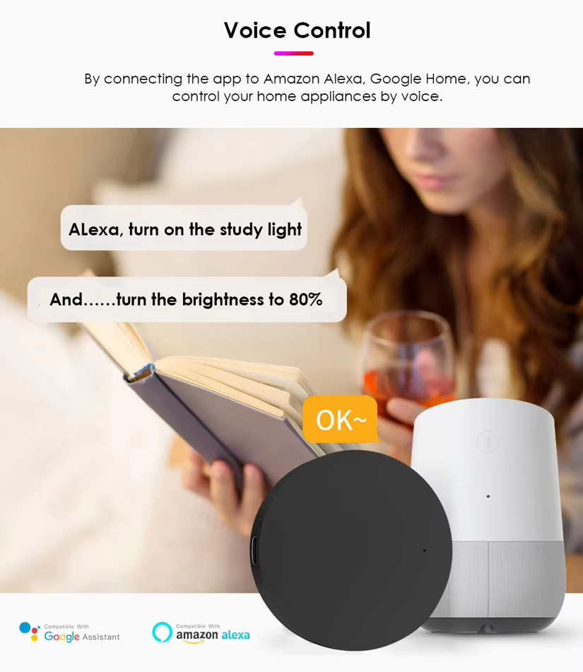 Tuya WiFi IR RF Universal Smart Remote SmartLife App Control for TV AC DVD Compatible Alexa Google Assistant