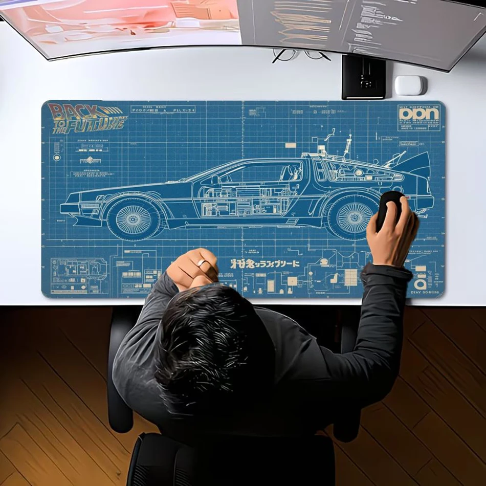 Vintage Car Blueprint XXL Gaming Mouse Pad, Large Non-Slip Mechanical Keyboard Desk Mat for Computer Setup