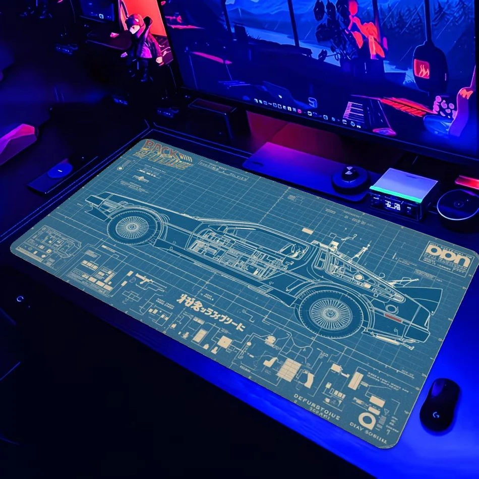 Vintage Car Blueprint XXL Gaming Mouse Pad, Large Non-Slip Mechanical Keyboard Desk Mat for Computer Setup