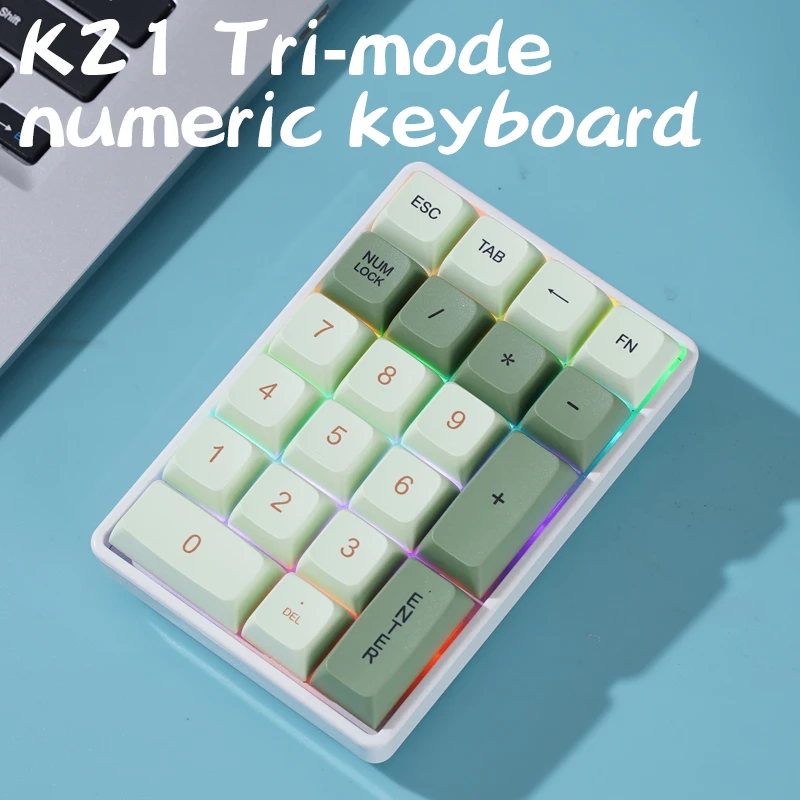 FREEWOLF K21 Wireless Mechanical Numeric Keypad 21 Keys Tri-Mode Bluetooth 2.4G USB-C Hot Swappable RGB Numpad