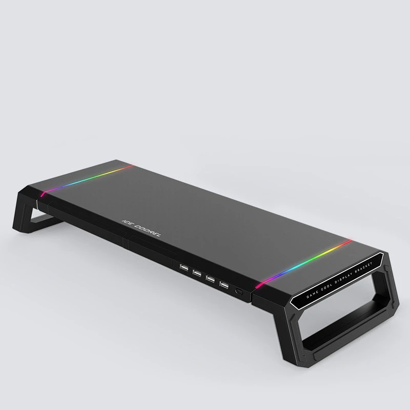 Multi-Function Desk Stand for Computer Monitor, Laptop, Tablet, USB Type-C Extend Adapter with Colorful Backlighting