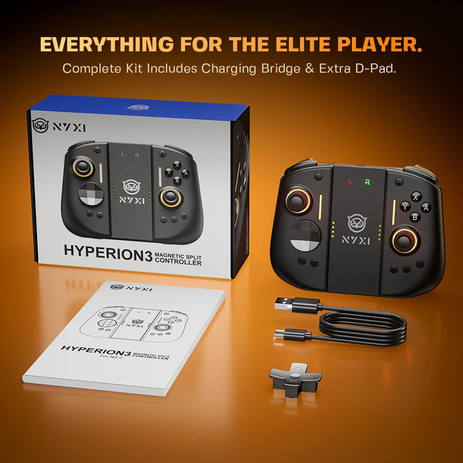 NYXI Hyperion 3 Wireless JoyPad for Switch 2, ergonomic controllers, Bluetooth, charging dock included
